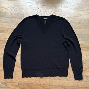 Cozy Earth Women’s Mercerized Wool V-Neck Sweater - Black - Size XS